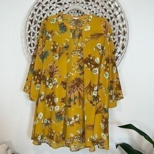 Altar’d State yellow floral boho dress size small